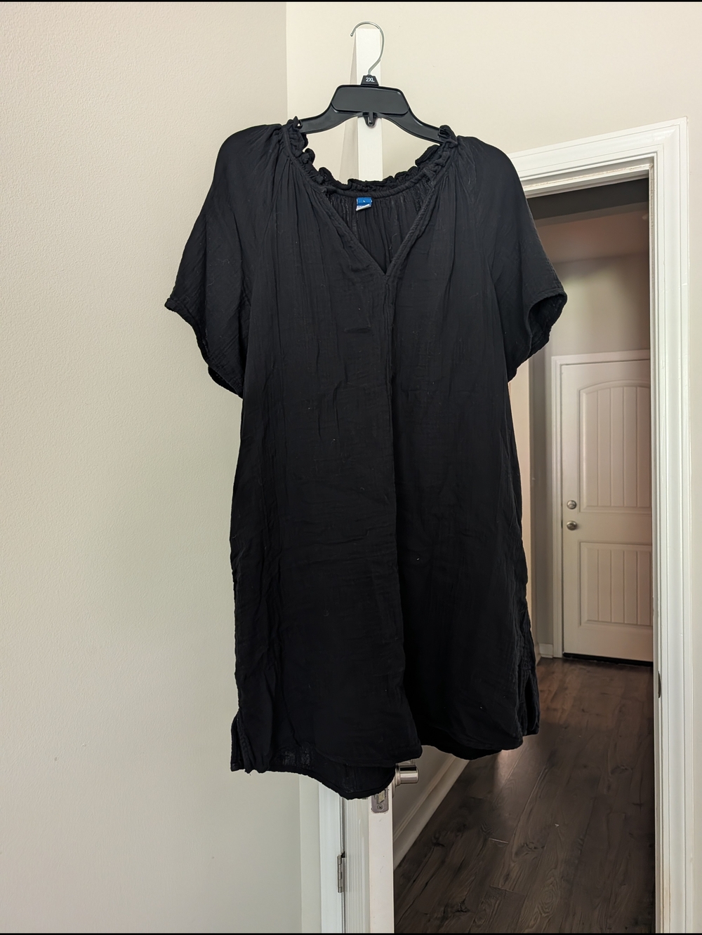 Old Navy Black Ruffled Neck Blouse